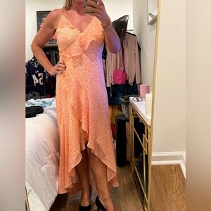 Express Vibrant coral High Low Dress